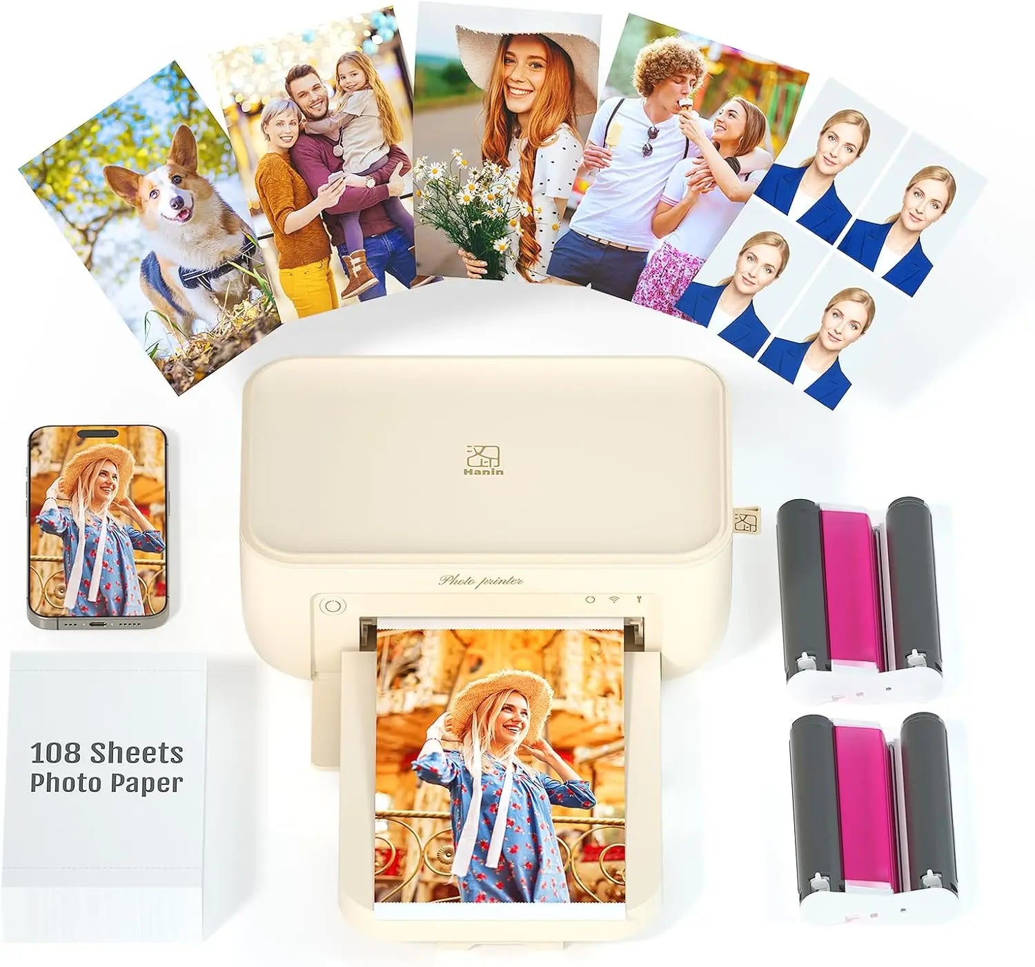 Portable 4x6 Photo Printer with 108 Sheets & 2 Ribbons, Compatible iPhone Android, Thermal Sublimation Mini Picture Printer Aurexia off