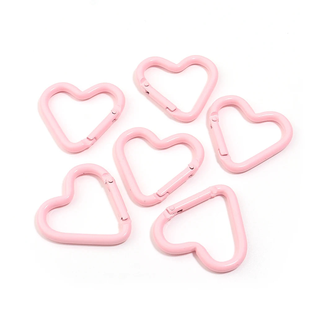 5pcs Colorful Heart-shaped Aluminum Alloy Carabiner Rings Keychain Clip Spring Hook Hanging Buckle Jewelry Making Accessories Aurexia off