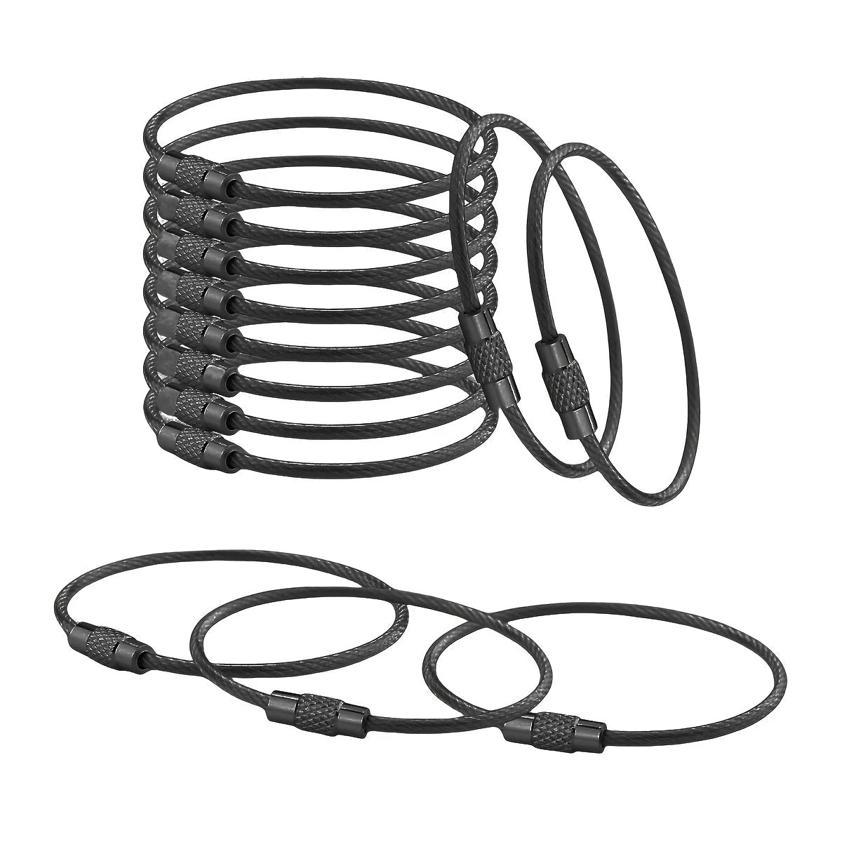 5/15/25/40Pcs Extendable Wire Keychain Cable Large Keyrings Luggage Tags Loops Holder ID Tag Keeper for DIY Key Ring Crafts Gift Aurexia off