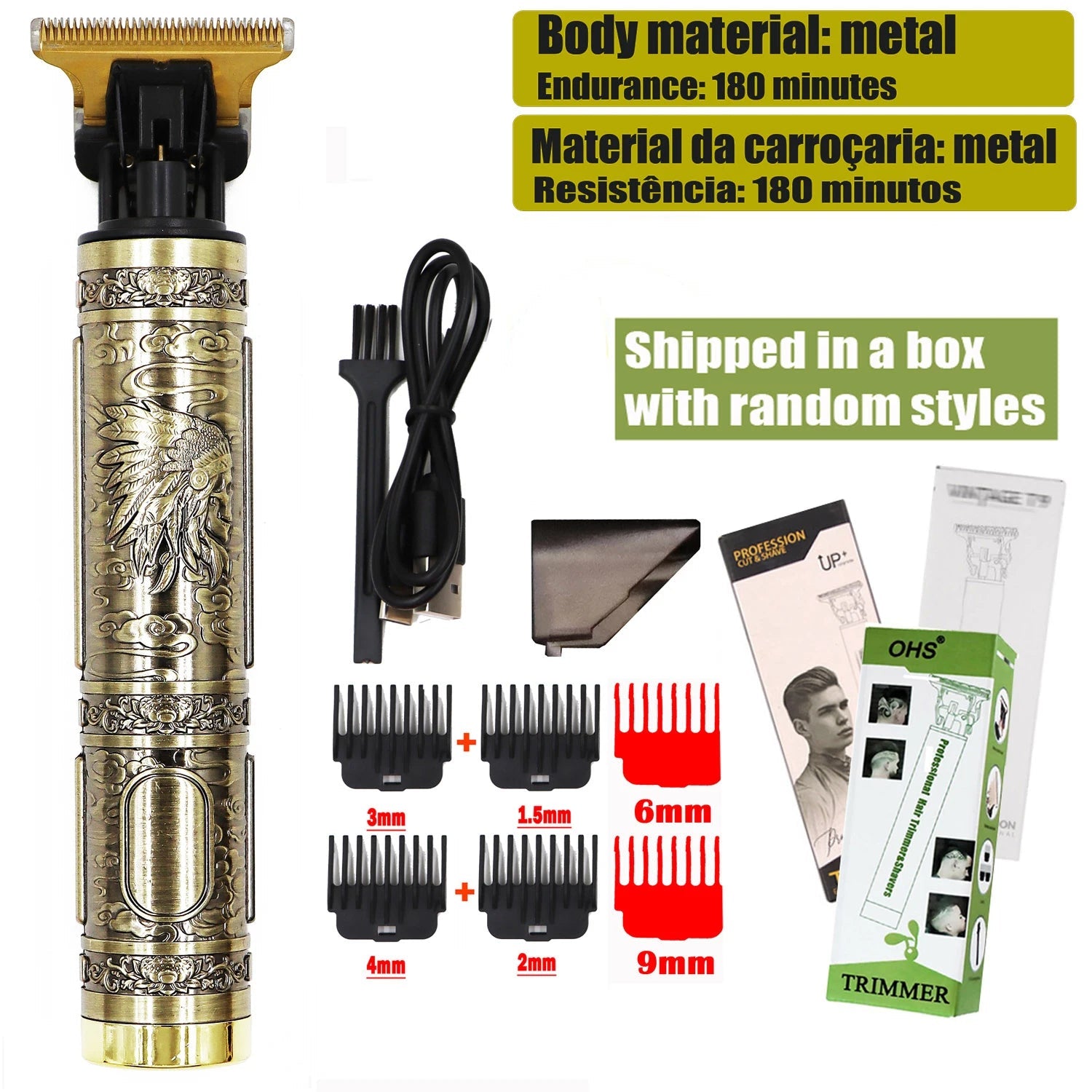 OHS Rechargeable  Vintage T 9 Cordless Hair Cutting Machine Electric Shaver For Man Hair Clipper Barber Trimmer Beard Razors Aurexia off