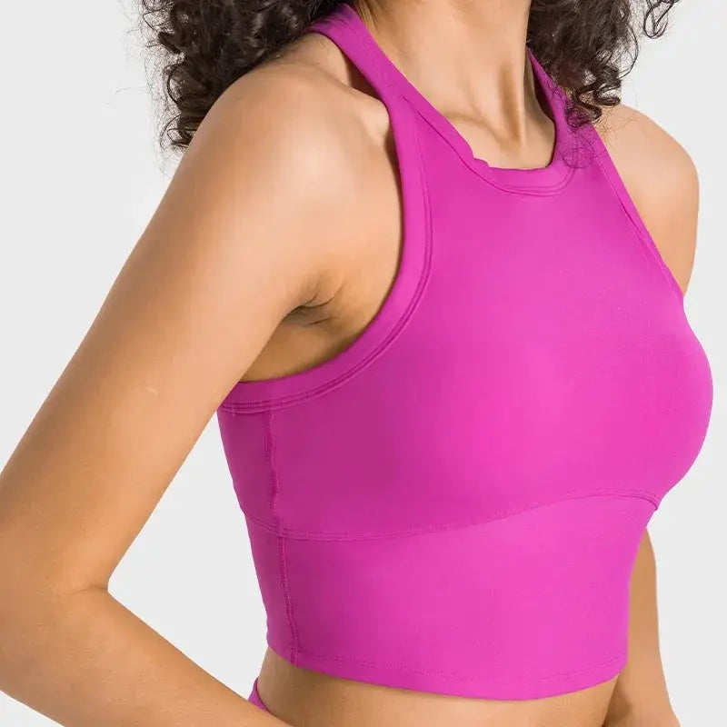 Built-in chest patch, high-end women's yoga vest, nude feel Leica gym exercise sports bra, hanging neck style Aurexia off
