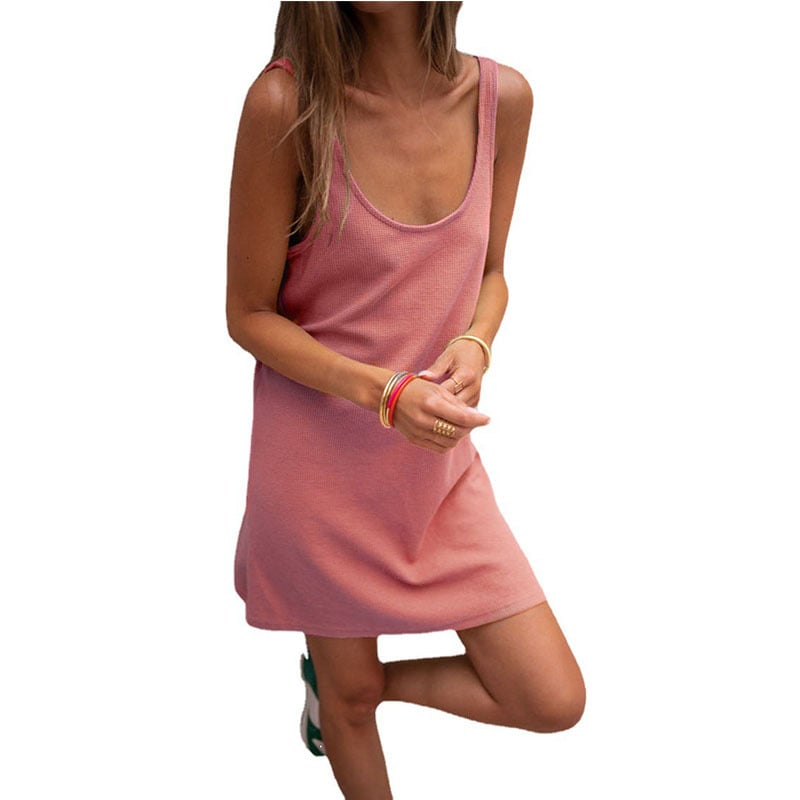 Waffle Knit Sleeveless Flow Dress Aurexia off