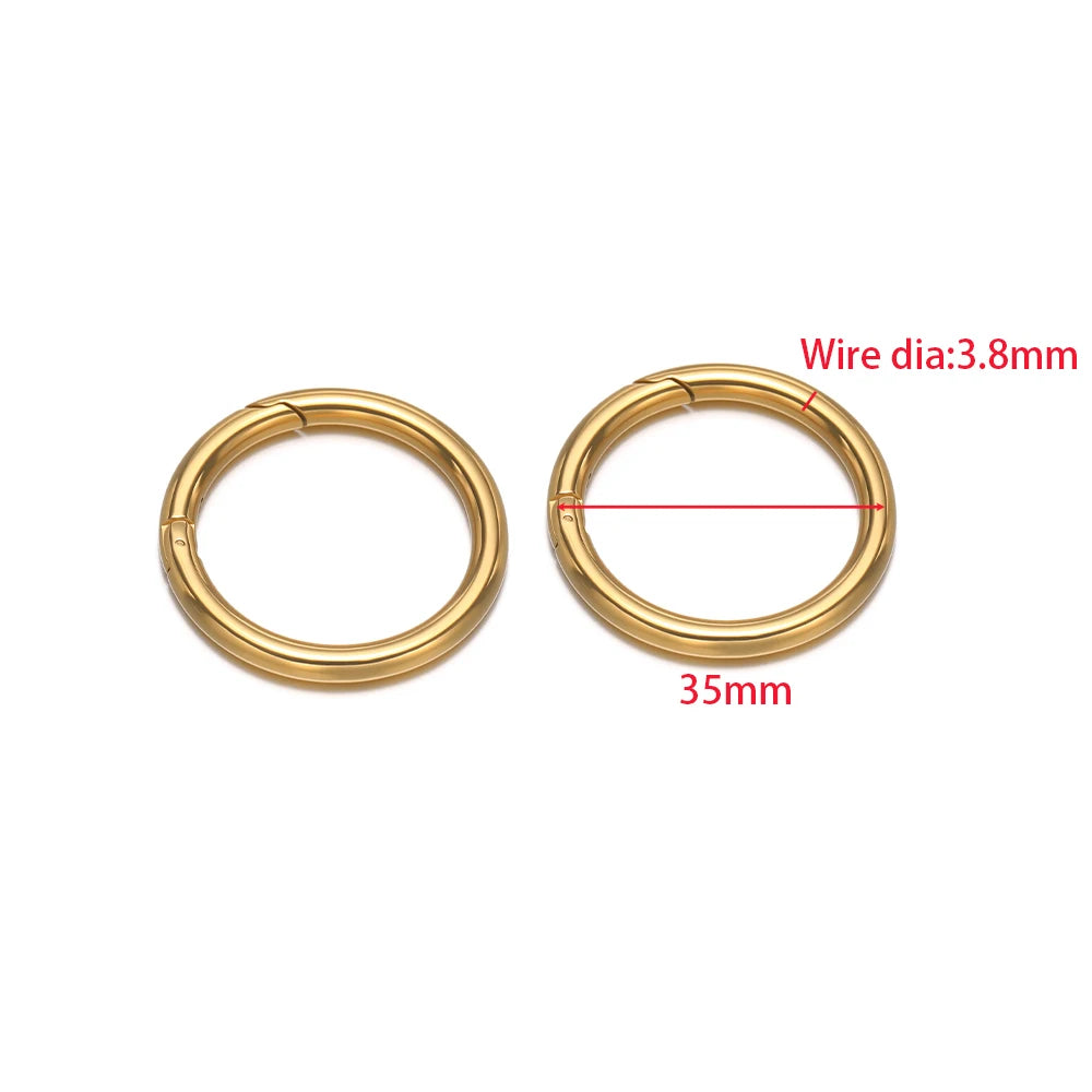 2Pcs/Lot Round Spring Clasps Stainless Steel Gold Plated Keyrings Buckles Connectors for DIY Jewelry Bag Hooks Making Components Aurexia off