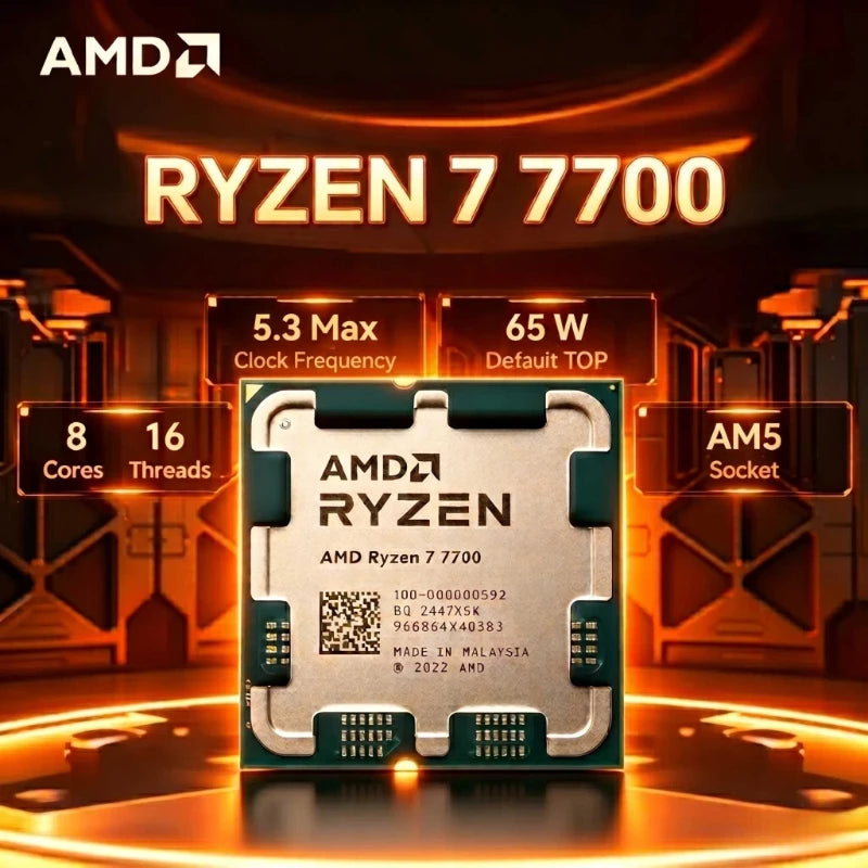 AMD Ryzen7 7700 Desktop CPU Zen4 5nm 8 Core 16 Thread 5.3GHz 32MB Cache AM5 65W Integrated Radeon Graphics EXPO Gaming Processor Aurexia off