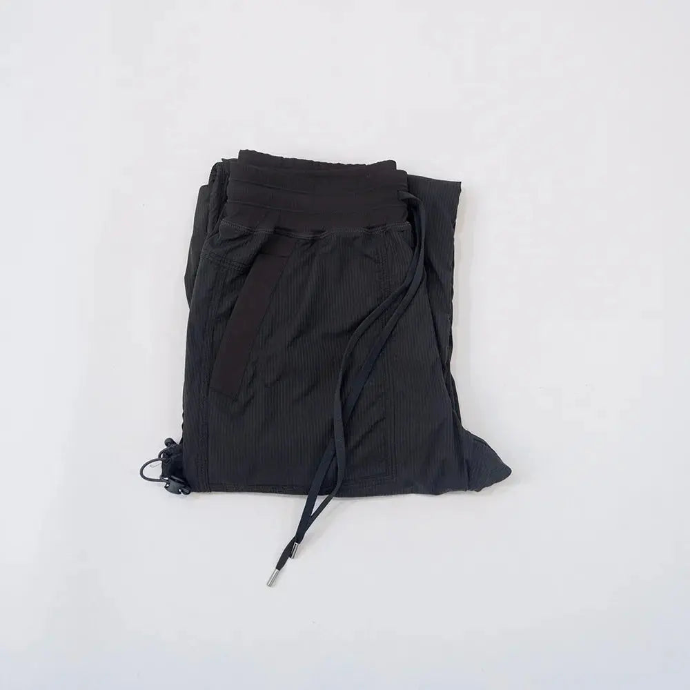 Autumn Yoga New Women's Loose and Versatile American Fashionable Drawstring Design Large Pocket Wide Leg Elastic Work Pants Aurexia off