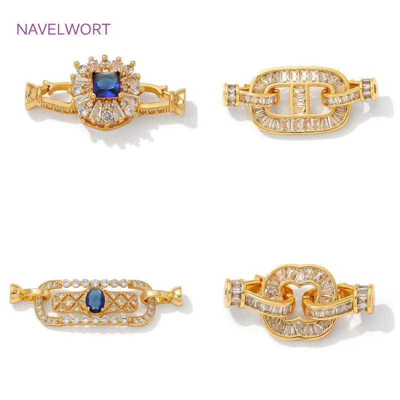 Luxury 18K Gold Plated Connectors Clasps,With Zircon Locks Clasps,Fasteners For Bracelet,DIY Necklaces Jewelry Making Findings Aurexia off