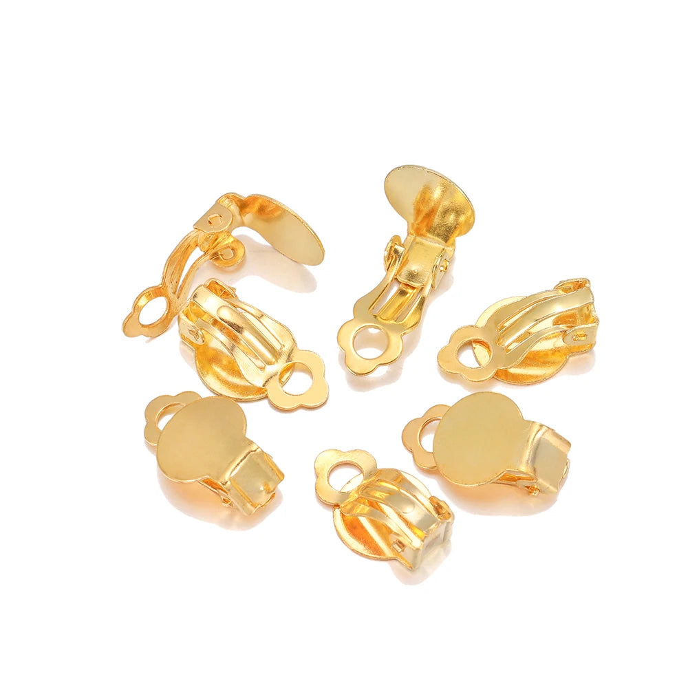 50pcs/Lot 10mm Meatl Ear Clips Earrings Blank Setting Base Fit Glass Cabochons For DIY Jewelry Making Findings Accessories Aurexia off