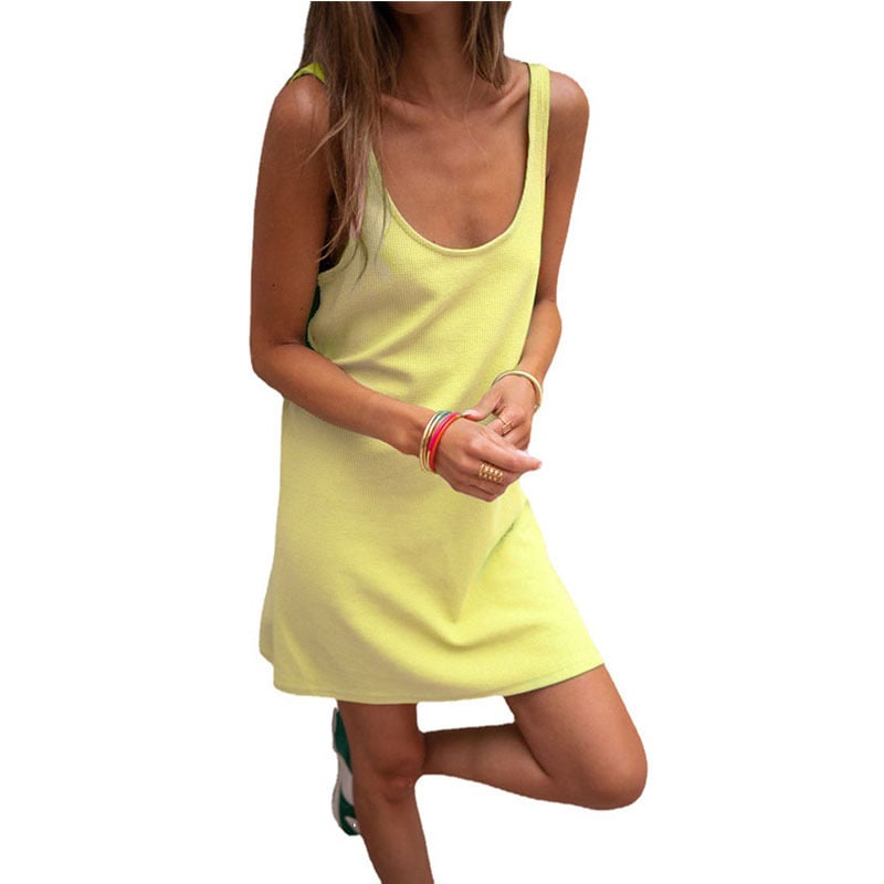 Waffle Knit Sleeveless Flow Dress Aurexia off