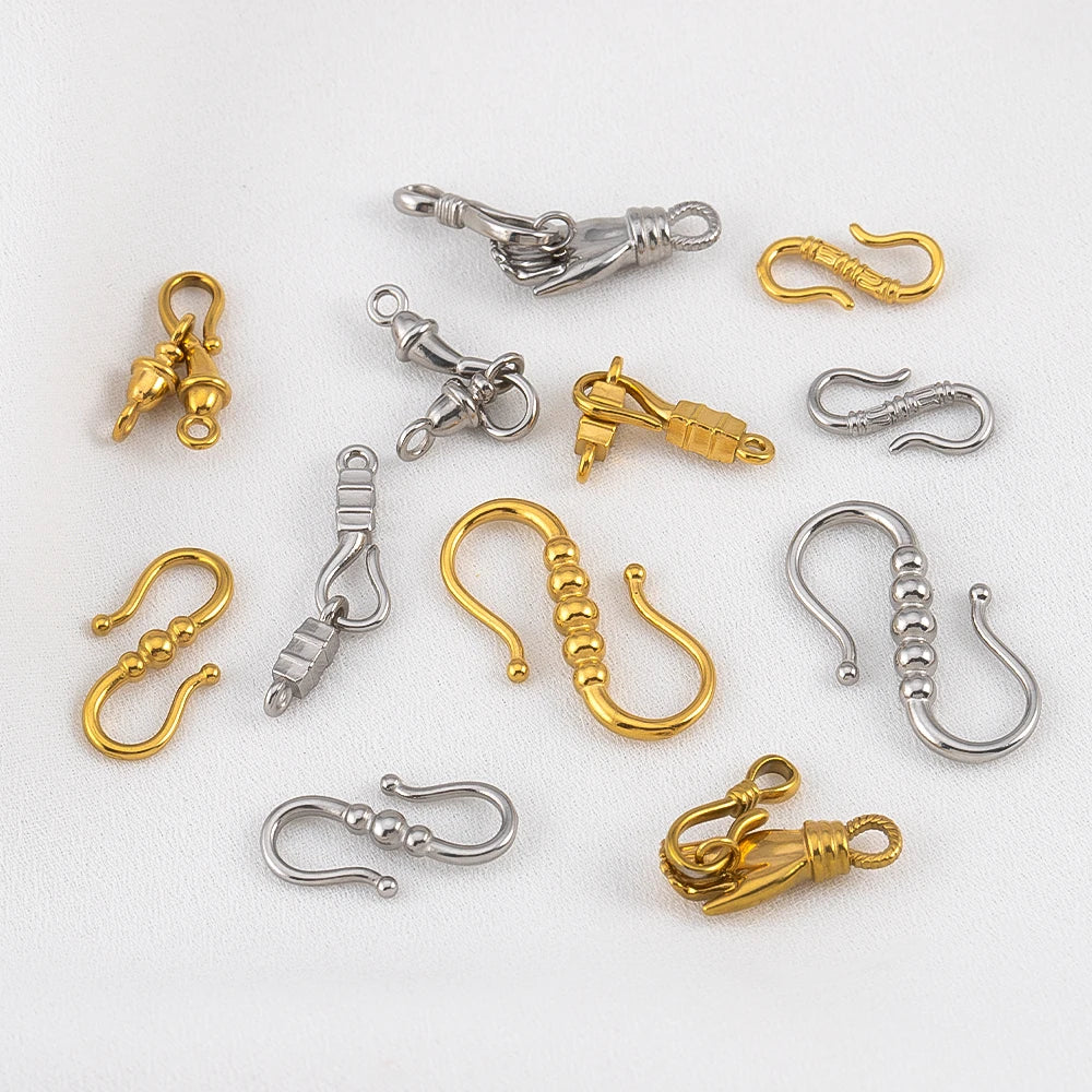 2pcs Stainless Steel Gold Plated Hand-Shape Boat Anchor S-shaped Connection Buckle for DIY Bracelet Clasps Jewelry Accessories Aurexia off