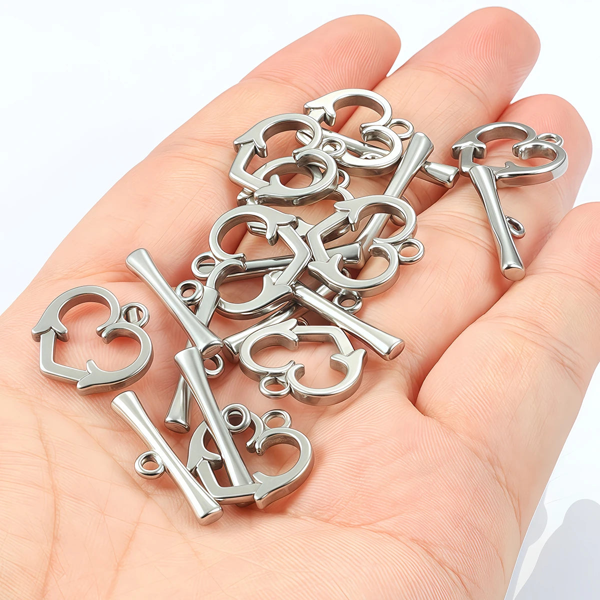 2 Sets Stainless Steel OT Clasp Heart Toggle Clasps Buckle Connector for Necklaces Bracelets Hook DIY Jewelry Making Accessories Aurexia off