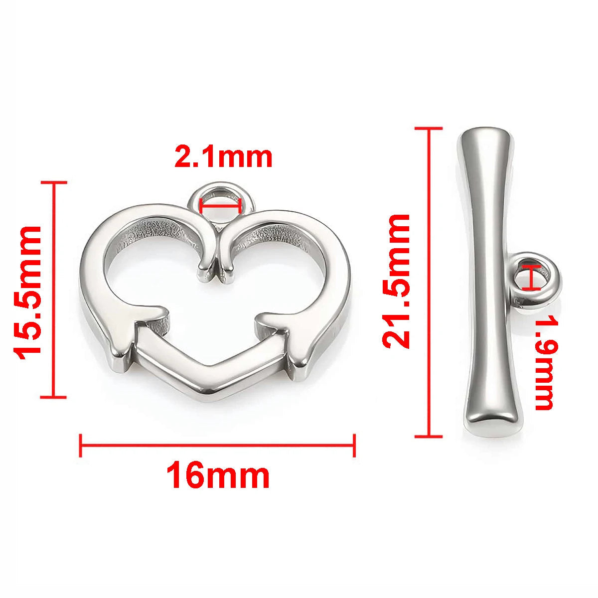 2 Sets Stainless Steel OT Clasp Heart Toggle Clasps Buckle Connector for Necklaces Bracelets Hook DIY Jewelry Making Accessories Aurexia off