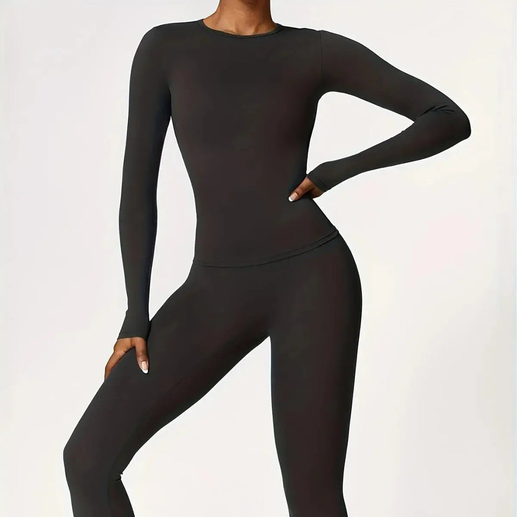 Tight-fitting yoga suit slim long-sleeved outdoor running sports fitness clothing autumn and winter sports women's Pilates Aurexia off