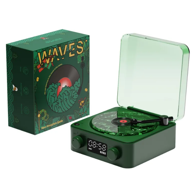 Bluetooth Retro Turntable Speaker with RGB Lights Aurexia off