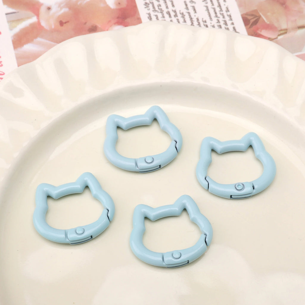 1pc/bag Alloy Spring Clasps Colorful Cute Cat Shape Spring Ring Carabiner Clips For DIY Keyring Lanyard Keychain Making Findings Aurexia off
