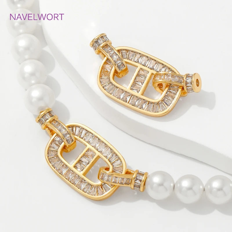 Luxury 18K Gold Plated Connectors Clasps,With Zircon Locks Clasps,Fasteners For Bracelet,DIY Necklaces Jewelry Making Findings Aurexia off