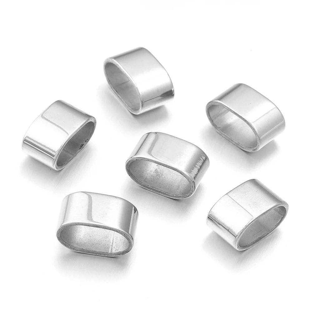 6pcs Flat Stainless Steel Tube Slider Beads Position Beads Big Hole Metal Beads DIY Leather Bracelet Clasps For Jewelry Making Aurexia off