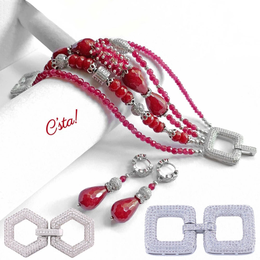 Juya DIY Copper 18K Gold Plated Pendant Connector Fastener Buttob Lock Clasps For Needlework Natural Stone Pearls Jewelry Making Aurexia off
