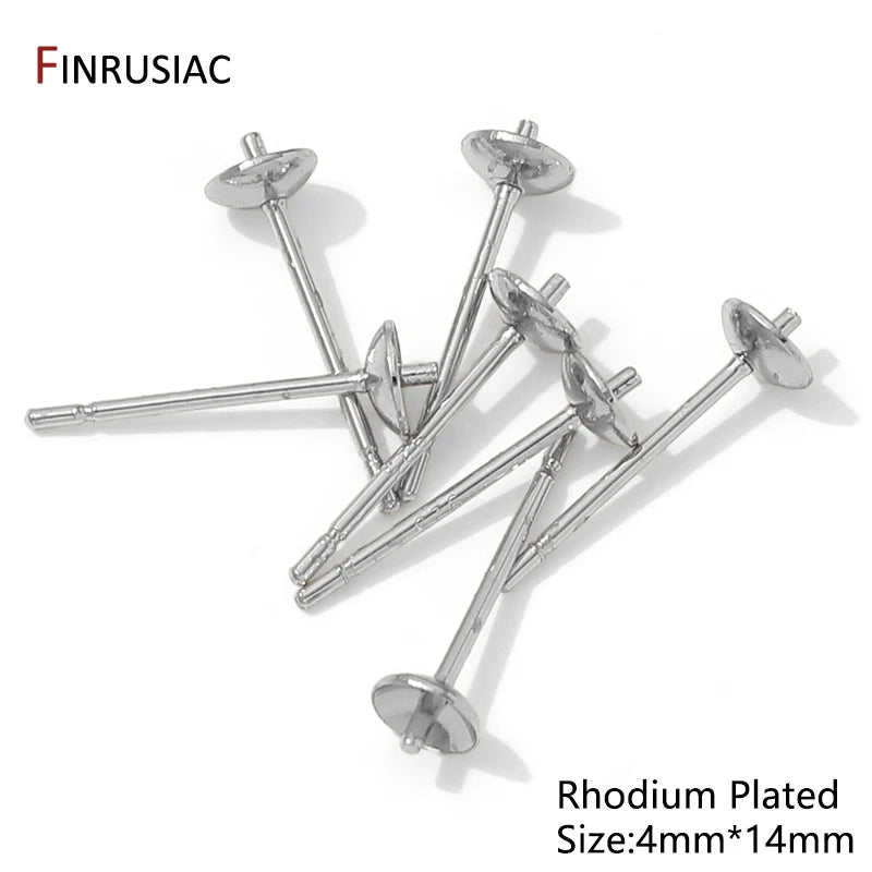 14K Gold Plated Brass Earring Stud Base Blank Post Ear Studs Tray Earplug For Pearl DIY Earring Making Accessories Aurexia off