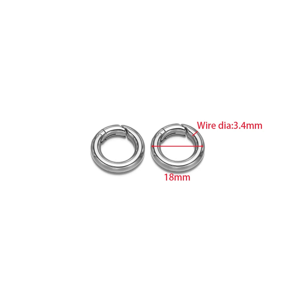 2Pcs/Lot Round Spring Clasps Stainless Steel Gold Plated Keyrings Buckles Connectors for DIY Jewelry Bag Hooks Making Components Aurexia off