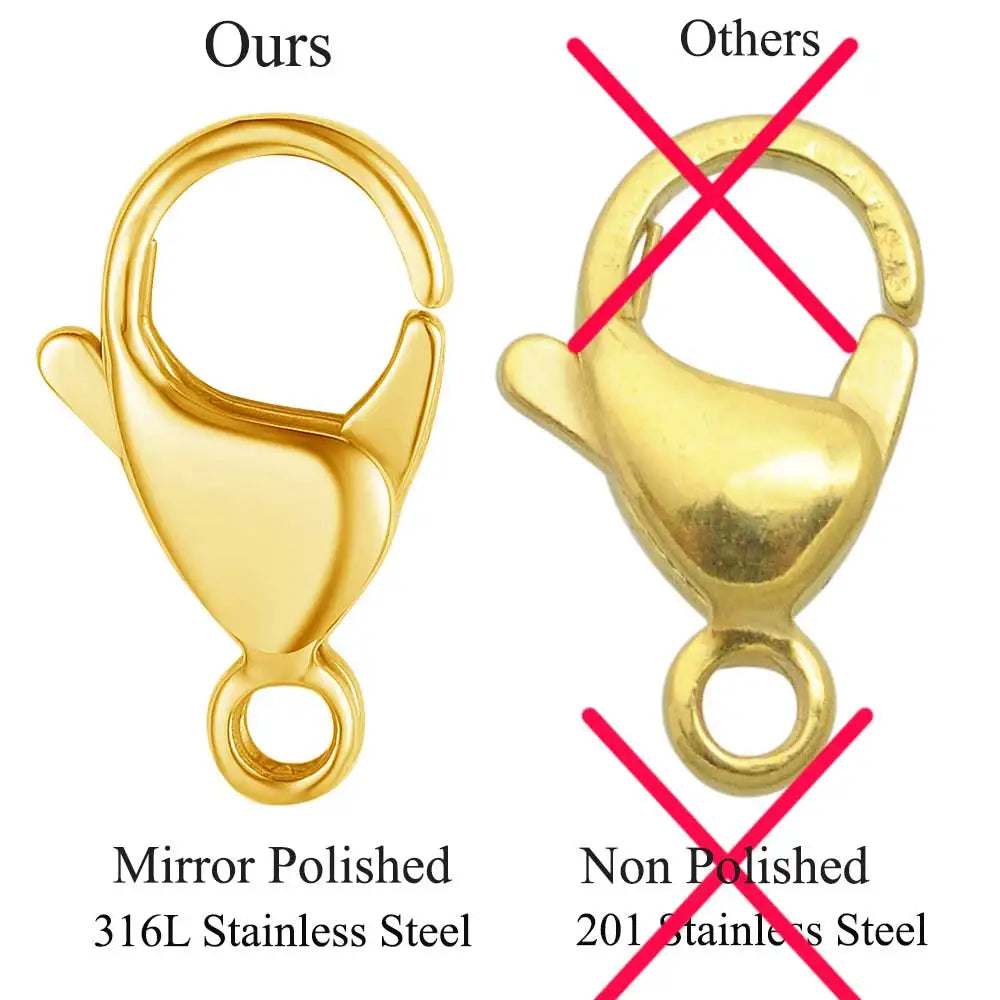20/30/40 316L Stainless Steel Lobster Clasps Wholesale Mirror Polished 9-19mm 18k Gold Vacuum Plated Diy Jewelry Making Findings Aurexia off