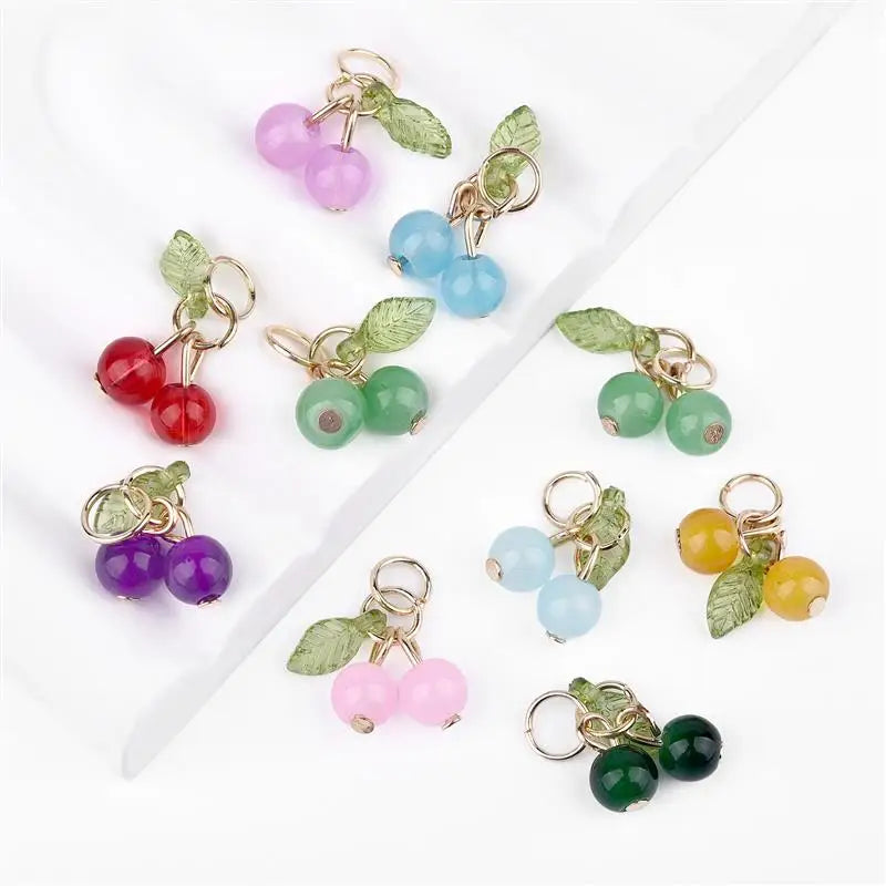 10Pcs/lot Fashion Delicious Red Cherry Keychain Summer Fruit Cherries Pendant Keyring For Women Men Jewelry Bag Accessories Gift Aurexia off