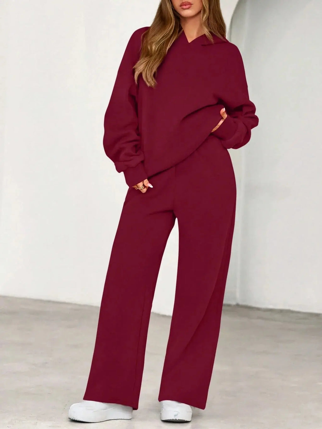 Women's 2 Piece Sweatsuit Set Casual Long Sleeve Hoodie Loose Wide Leg Sweatpants Aurexia off