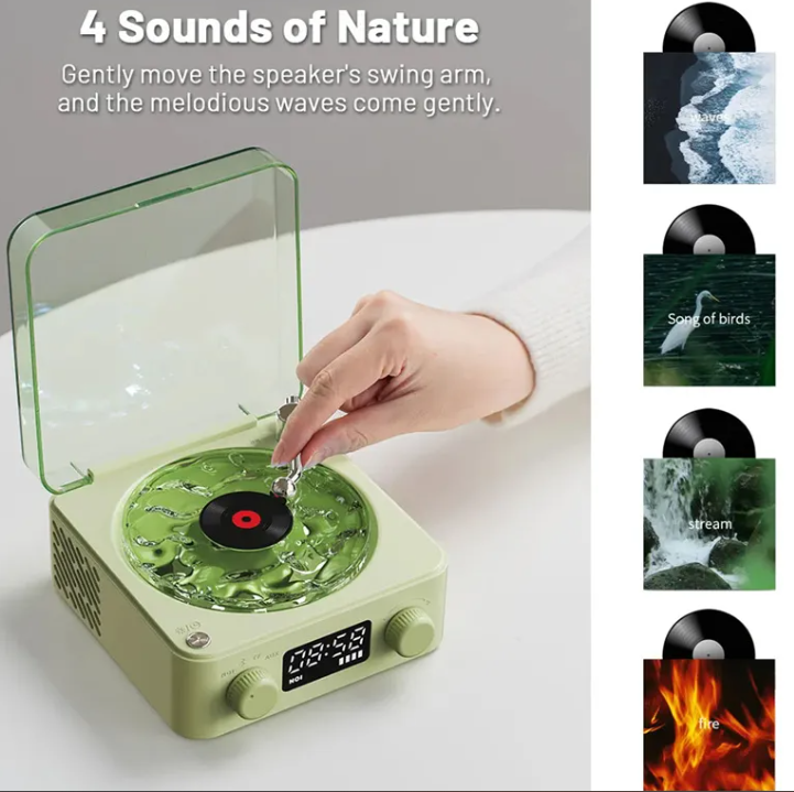 Bluetooth Retro Turntable Speaker with RGB Lights Aurexia off