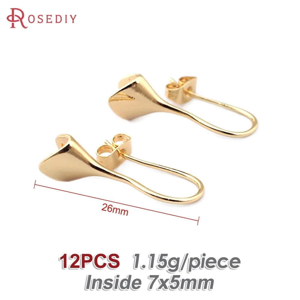 18K Gold Color Brass Can fit Half Hole Beads with Half Pins Earrings Hooks High Quality Jewelry Making Diy Findings Accessories Aurexia off