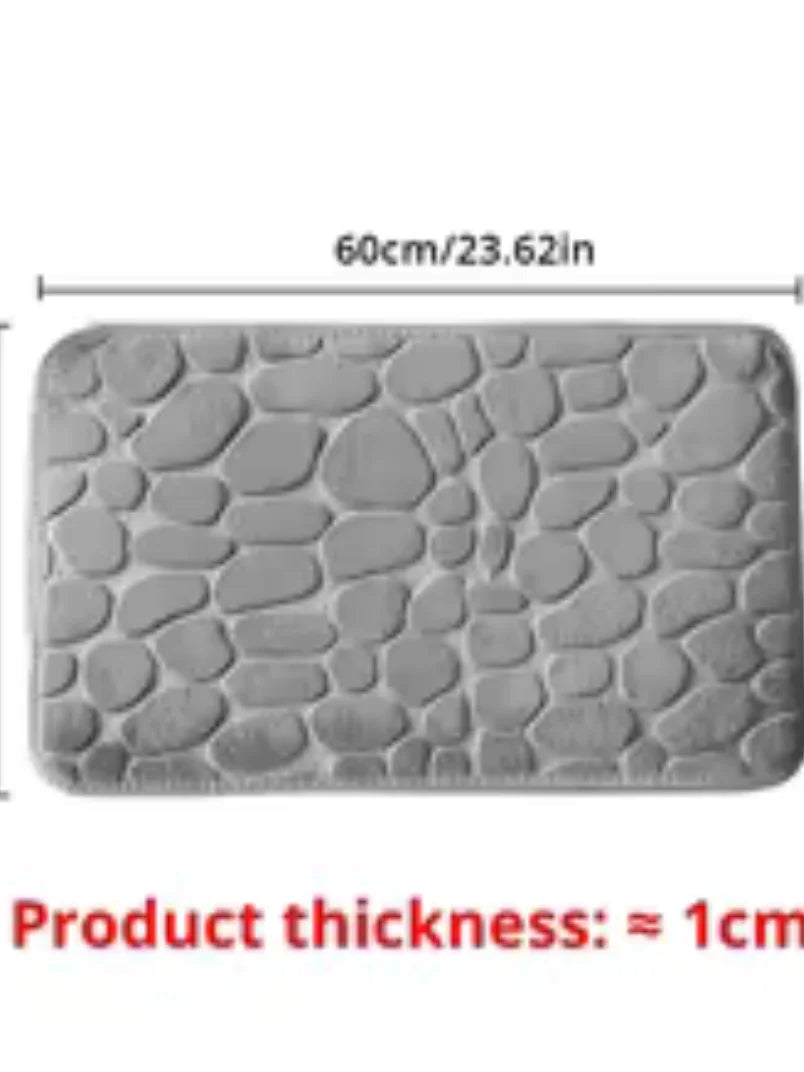 1pc Memory Foam Embossed Velvet Carpet Bathroom Living Room Non-Slip Mat Cobblestone Floor Mat Home Furnishings Aurexia off
