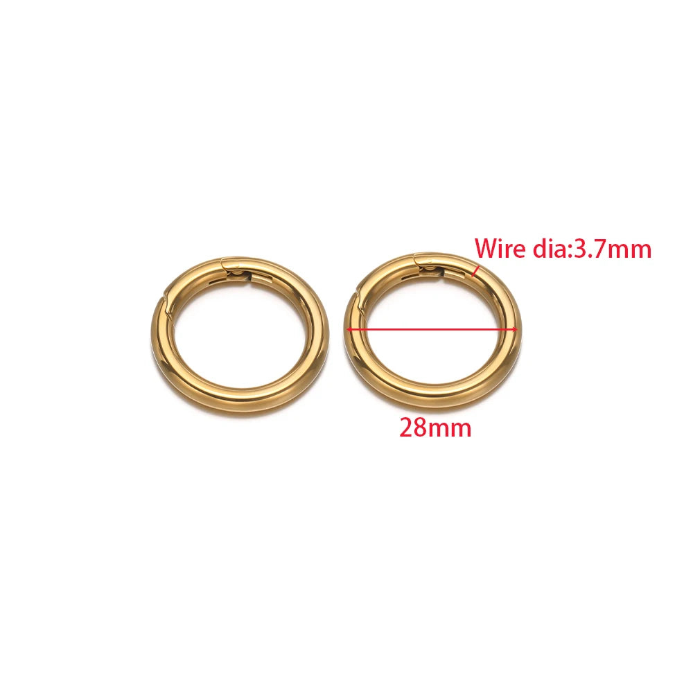 2Pcs/Lot Round Spring Clasps Stainless Steel Gold Plated Keyrings Buckles Connectors for DIY Jewelry Bag Hooks Making Components Aurexia off