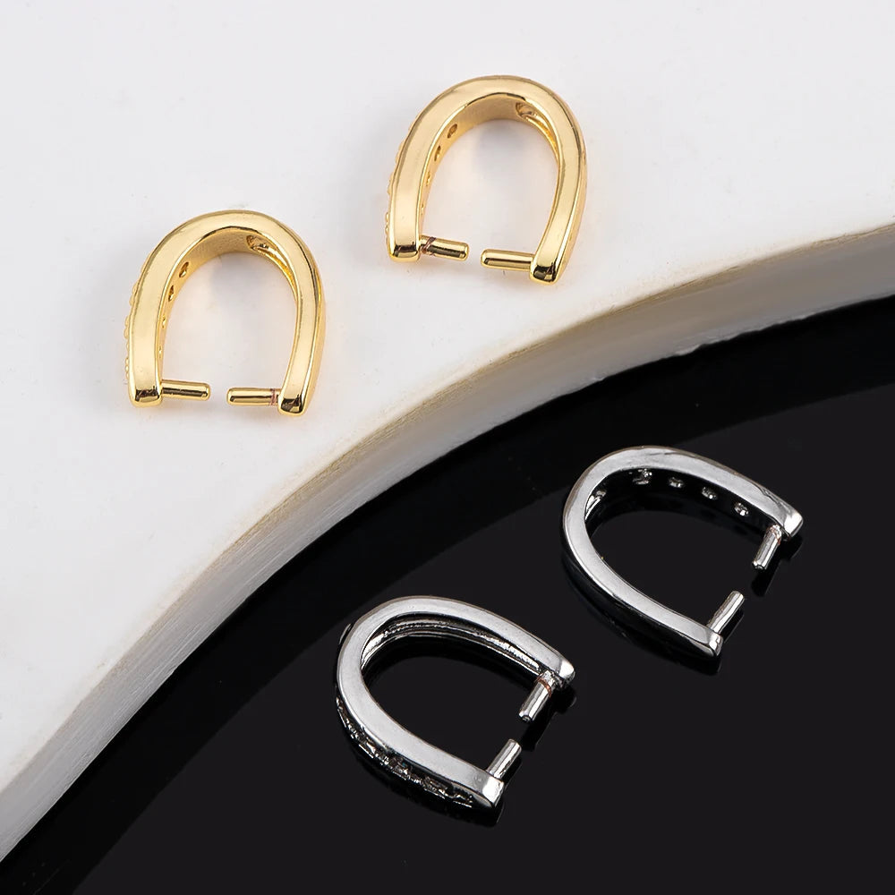 14K Gold Plated Brass Metal Pendant Bail Hooks For Jewelry Making,Inlaid Zircon Pendant Holder Bail,Jewelry Making Accessories Aurexia off