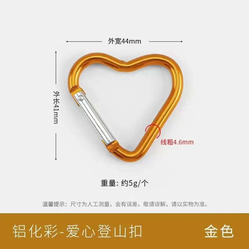 5pcs Aluminum Alloy Colorful Heart Spring Clasps  Carabiner Keychain Clips Hook Dog Chain Diy Jewelry Buckle Connector Supplies Aurexia off
