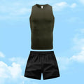 Men's Casual Sportswear Set Quick Drying Vest And Athletic Shorts Elastic And Breathable Perfect ForRunning And Fitness Training Aurexia off