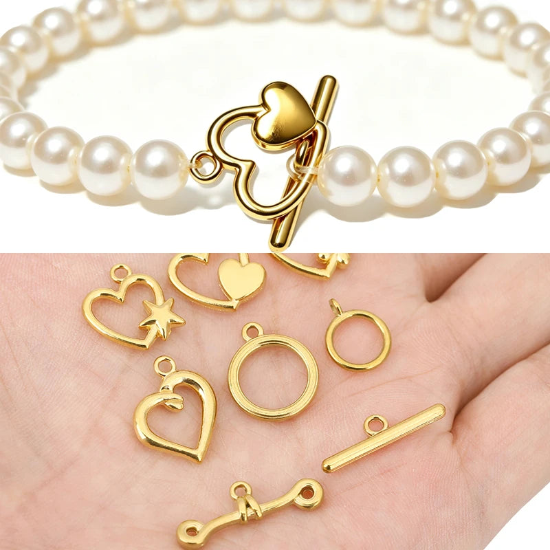 5sets PVD Never Fade Stainless Steel OT Clasps Toggle Bracelet Hooks End Necklace Connectors ForDiy Jewelry Making Accessories Aurexia off