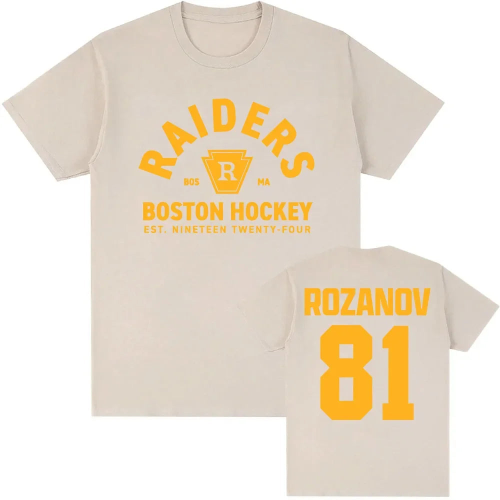 2026 New Rozanov 81 Boston Raiders Cottage Same Cotton Women's Men's Shirt Graphics Heated Rival Oversized Short Sleeved Tshirt Aurexia off