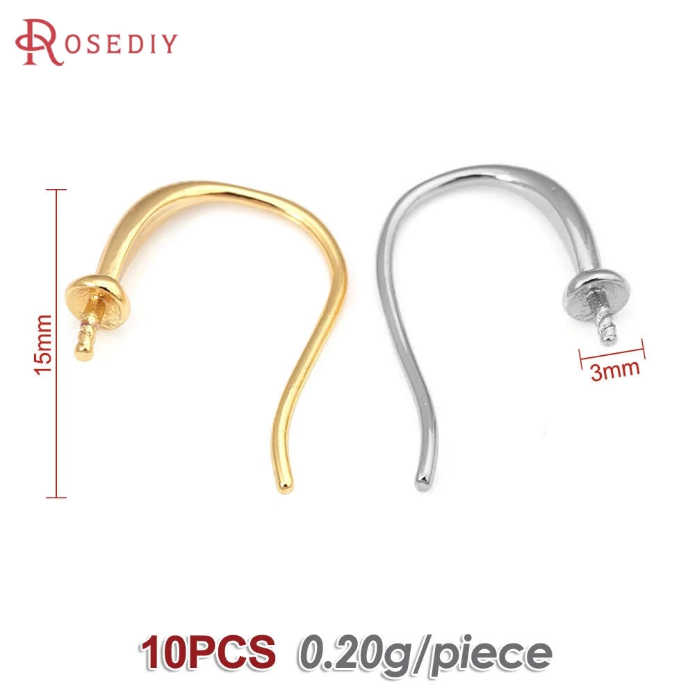18K Gold Color Brass Can fit Half Hole Beads with Half Pins Earrings Hooks High Quality Jewelry Making Diy Findings Accessories Aurexia off