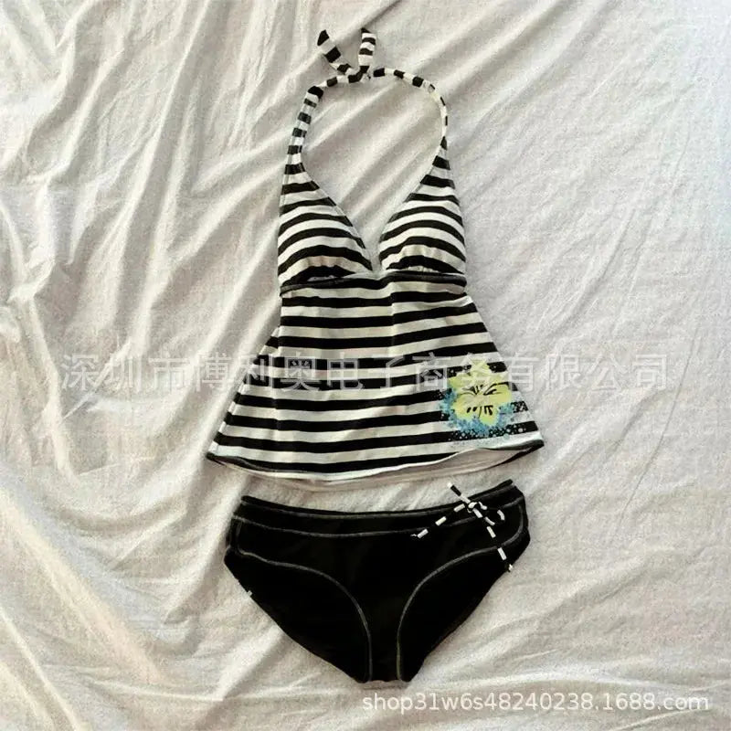 Y2k Cutie Harajuku Sexy neck hanging vest suspender E-girl Women's 2025 European American Backless slim Summer Bodycon Vest sets Aurexia off