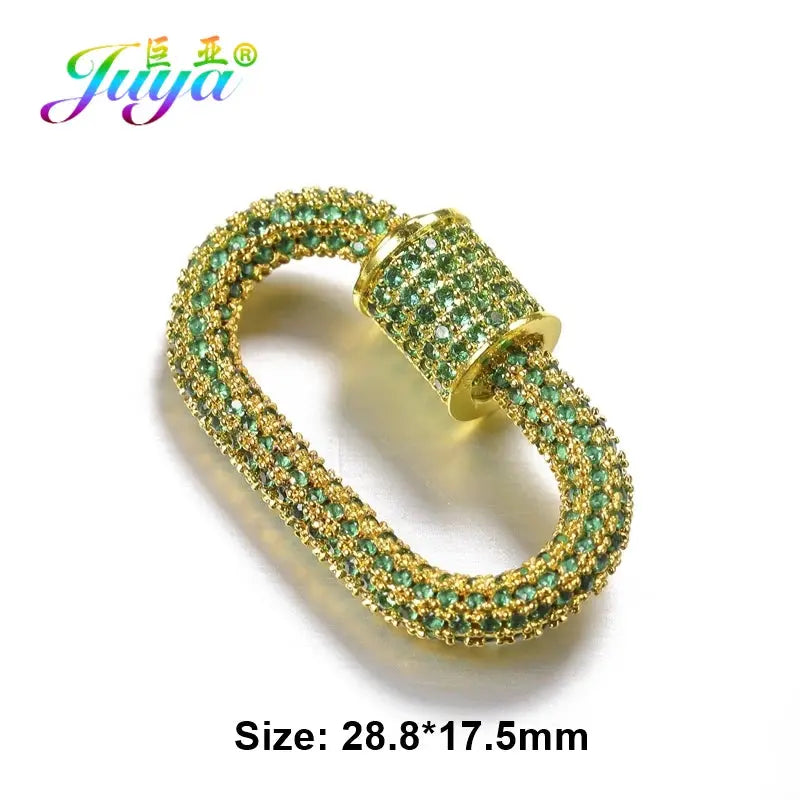 Juya Handmade Zirconia 18K Gold Plated Decorative Copper Pendant Carabiner Screw Bolt Lock Clasps For DIY Punk Jewelry Making Aurexia off