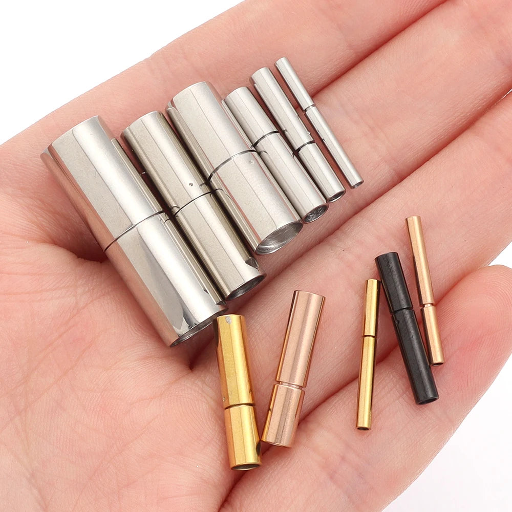 2pcs 1.2-8.2mm Stainless Steel Leather Cord End Caps Cylinder Tube Clasps Buckles Connectors for DIY Jewelry Making Findings Aurexia off