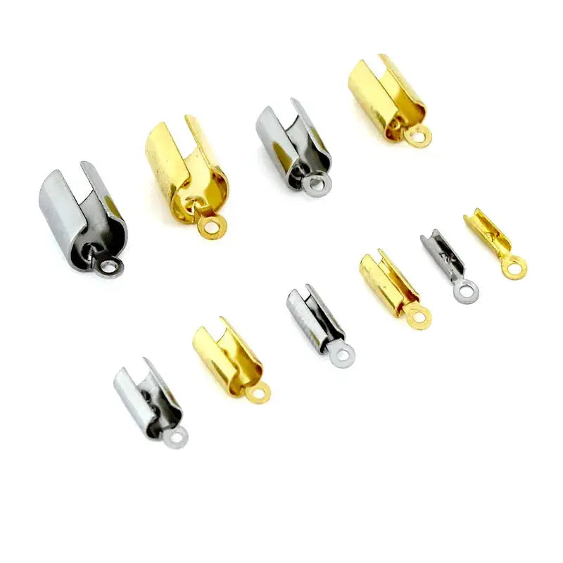 30-50pcs Stainless Steel Crimp End Clasps Fastener Connectors Cord Rope Clips for Necklace Bracelet Jewelry Making DIY Supplies Aurexia off