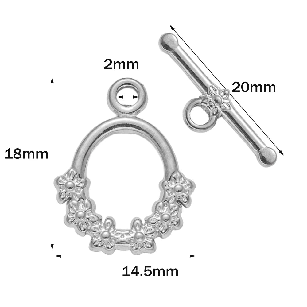 5 Sets Stainless Steel Toggle Clasp T-bar Closure Ring Fastener Hook End Connectors for DIY Necklace Bracelet Jewelry Making Aurexia off