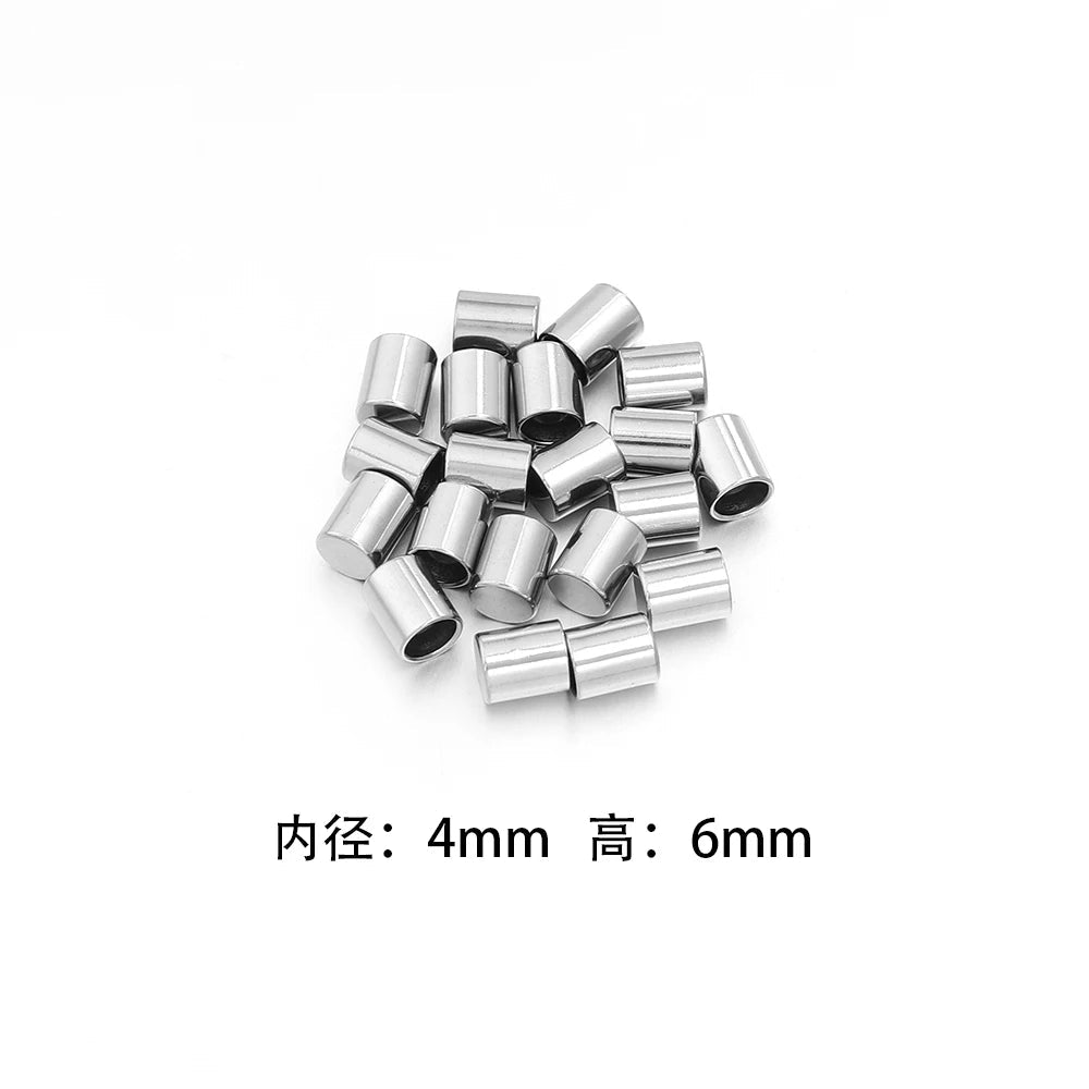 10-20pcs/lot 2-10mm Stainless Steel Leather Cord Clasp Crimp End Caps For Necklace Bracelet Connectors Jewelry Making Supplies Aurexia off