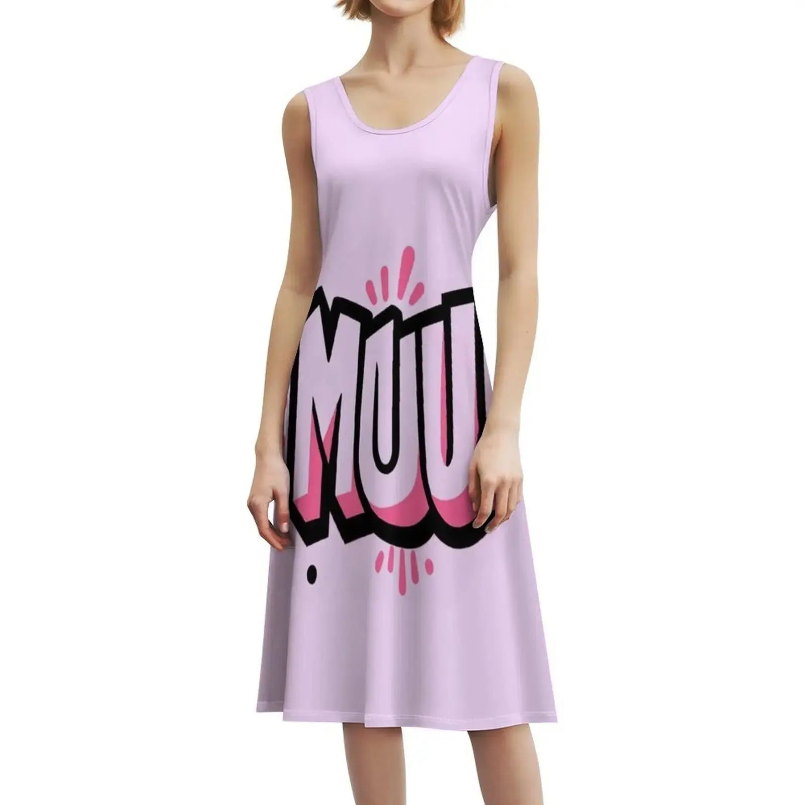 Moo!! Korean Style Casual Dress For Women Simple Daily Office Lady Dresses Letters Graffiti Bull Pink Black 90 S Evening Dress Aurexia off