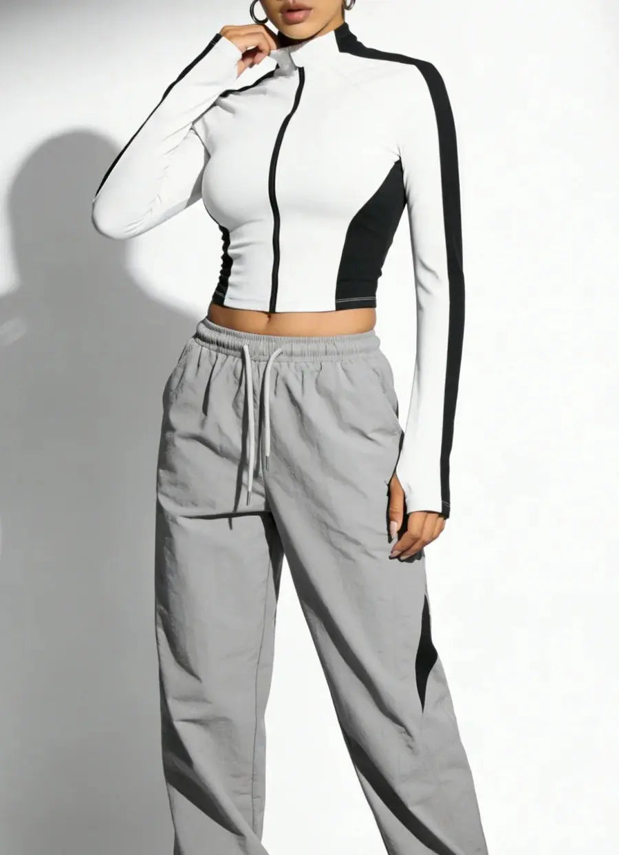 Yoga Clothes Stand Up Collar Jacket Outdoor Sports Long Sleeved Women Slim Quick Dry Zipper Cardigan Running Fitness Jacket Top Aurexia off