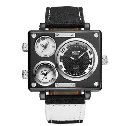 Men's Square Watch with Canvas Strap and Multi-Time Zone Aurexia off