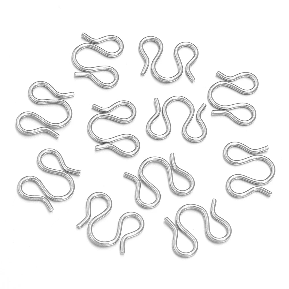 20Pcs Stainless Steel Gold Color S M Shape End Clasps Hooks Chain Connectors For Bracelet Necklace DIY Jewelry Making Supplies Aurexia off