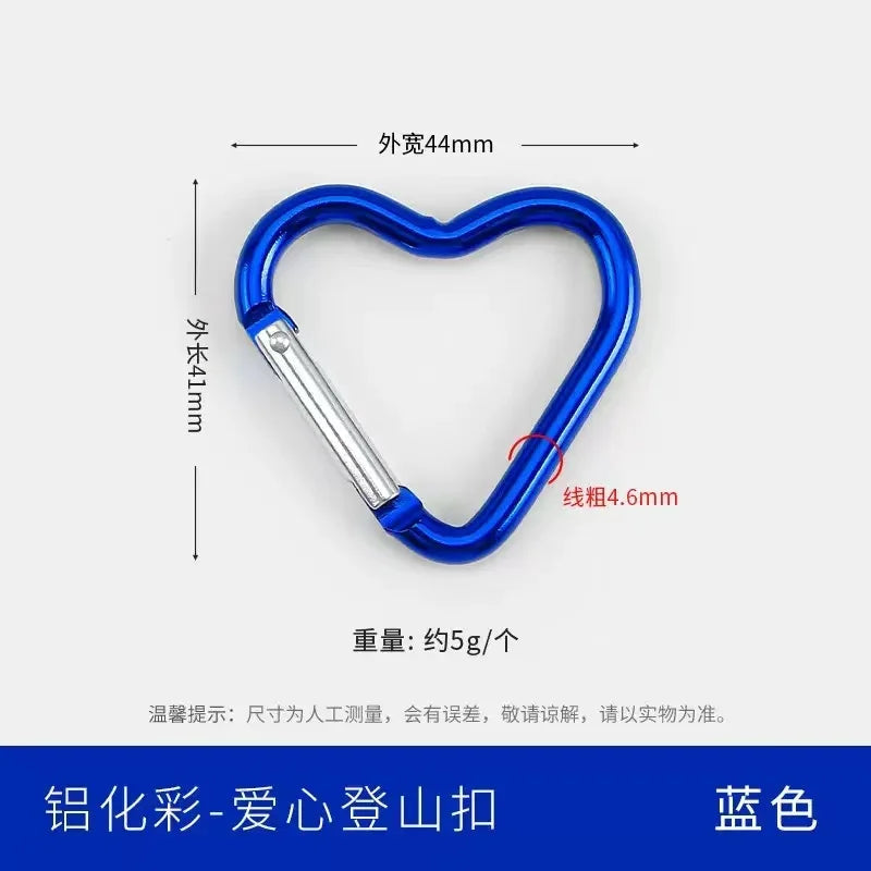 5pcs Aluminum Alloy Colorful Heart Spring Clasps  Carabiner Keychain Clips Hook Dog Chain Diy Jewelry Buckle Connector Supplies Aurexia off