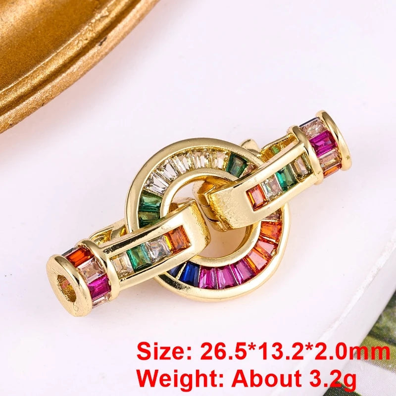 Juya DIY Copper 18K Gold Plated Pendant Connector Fastener Buttob Lock Clasps For Needlework Natural Stone Pearls Jewelry Making Aurexia off