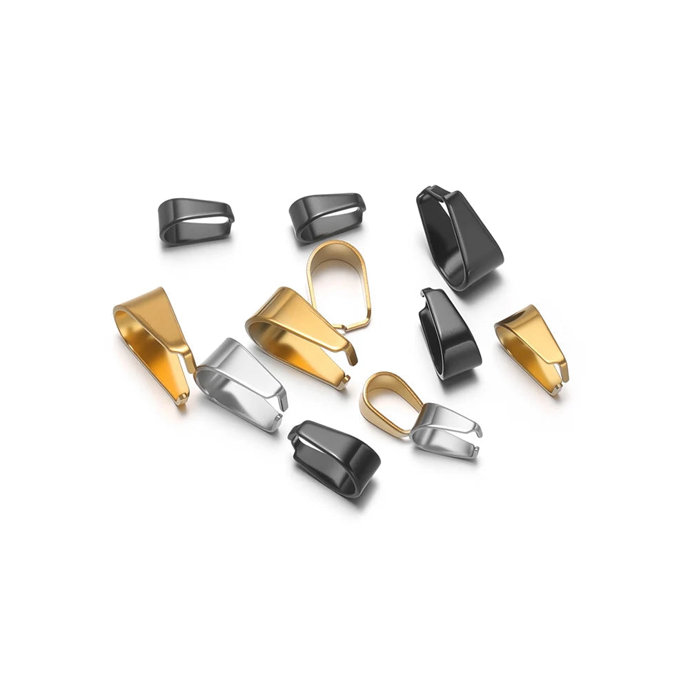 50pcs Stainless Steel Black/Gold Color Pinch Clip Clasps Pendant Buckle Connectors DIY Jewelry Making Necklace Earrings Material Aurexia off