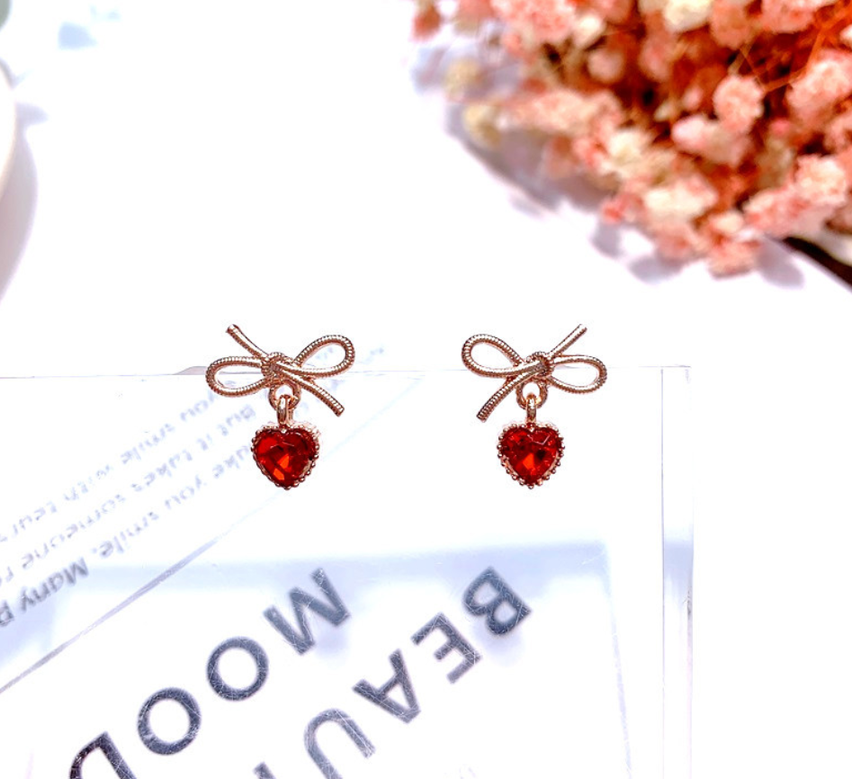 Chic Heart Bow Silver Earrings Aurexia off